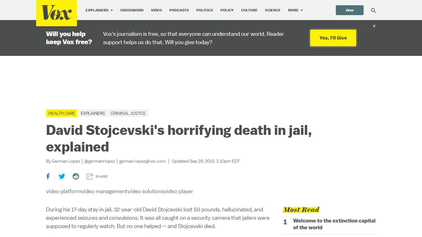 David Stojcevski's horrifying death in jail, explained - Vox